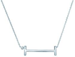 SAVICKI Сребърно колие с буква i, бял сапфир 0.05К, 45 см