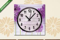 Vászonkép óra, Premium Kollekció: Lila hagymavirágok(25x25 cm C01)