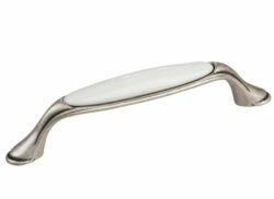 Demos Bútorfogantyú MARGARITA 96mm Antik Ezüst/Porcelán Fehér Tulip (dem-288806)