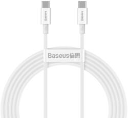  USB Type-C töltő- és adatkábel, USB Type-C, 200 cm, 5000 mA, 100W, törésgátlóval, gyorstöltés, PD, Baseus Superior, CATYS-C02, fehér