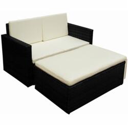 vidaXL Set mobilier cu perne, 2 piese, negru, poliratan 42734