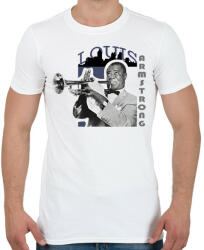 printfashion Louis Armstrong - Férfi póló - Fehér (7654943)