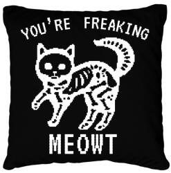printfashion Freaking meowt - Párnahuzat, Díszpárnahuzat - Fekete (7853376)