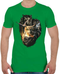 printfashion Baglyok - Férfi póló - Zöld (7644489)