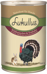 Lukullus Lukullus 11 + 1 gratis! 12 x 400 g Hrană umedă câini - Iepure sălbatic & curcan