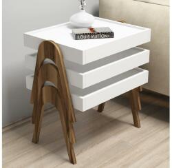 Asir 3 db ROMA dohányzóasztal szett fehér/barna 845HCT2824 (AS0596)