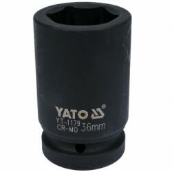 TOYA Cheie tubulara hexagonala adanca de impact Yato YT-1179, 36 mm, prindere patrat 1", Cr-Mo