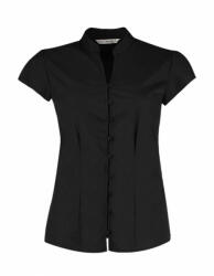 Kustom Kit Női csapott ujjú blúz Kustom Kit Women's Tailored Fit Mandarin Collar Blouse SSL M (12), Fekete