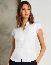 Kustom Kit Női csapott ujjú blúz Kustom Kit Women's Tailored Fit Mandarin Collar Blouse SSL XS (8), Fehér