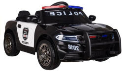 Hollicy Masinuta electrica de politie Kinderauto JC666 70W 12V cu scaun tapitat, culoare Negru