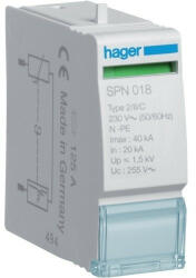  Hager SPN018, túlfeszültség levezető betét (SPN117, SPN118, SPN418, SPN419-hez) C (T2) fokozatú, 230V/30kA (Hager SPN018) (SPN018)