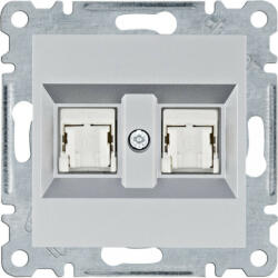 Hager Lumina WL2162 Informatikai csatlakozóaljzat 2xRJ45, Cat6 UTP ezüst burkolattal, keret nélkül (WL2162)