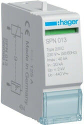  Hager SPN013, túlfeszültség levezető betét (SPN113, SPN513, SPN517-hez) C (T2) fokozatú, 400V/40kA (Hager SPN013) (SPN013)