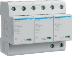  Hager SPN800R, túlfeszültség levezető (cserélhető betétes) 3 pólus, B+C (T1+T2) fokozatú, távjelzővel, 255V/75kA (Hager SPN800R) (SPN800R)