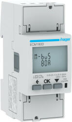 Hager ECM180D fogyasztásmérő 1 fázis 80A, M-Bus, MID (ECM180D)