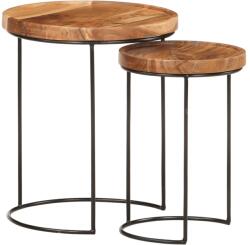 vidaXL Set măsuțe de cafea, 2 piese, lemn masiv de acacia/oțel (321706) Masa de cafea
