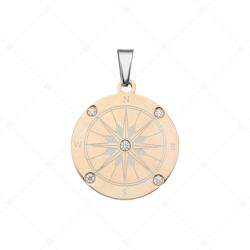  BALCANO - Compass / Iránytű medál cirkónia drágakövekkel, 18K rozé arany bevonattal