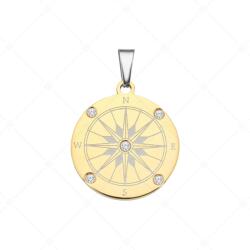 BALCANO - Compass / Iránytű medál cirkónia drágakövekkel, 18K arany bevonattal