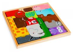 Ecotoys Set cu 14 figurine in forma de animale din lemn ecotoys 3002 (EDI3002)