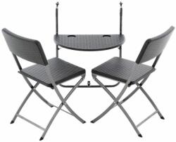 Garthen Függeszthető asztal 2 db rattan kinézetű szék fekete (GM34533_SL2)