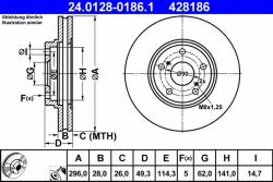 ATE Disc frana ATE 24.0128-0186.1 (24.0128-0186.1)