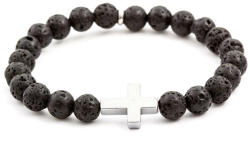 Agato Beneto Gyöngykarkötő lávakőből és hematitból MINK61 17 cm