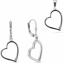 Brilio Silver Romantikus ezüst szív ékszer készlet SET214W (medál, fülbevaló)