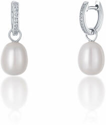 JwL Luxury Pearls Ezüst karika fülbevalók a Kate hercegnő valódi gyöngy és cirkónium kövekkel 3 az 1- ben JL0685 - vivantis