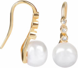 JwL Luxury Pearls Aranyozott függő ezüst fülbevaló igazgyönggyel JL0411