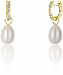JwL Luxury Pearls Ezüst karika fülbevalók a Kate hercegnő valódi gyöngy és cirkónium kövekkel 3 az 1- ben JL0686 - vivantis