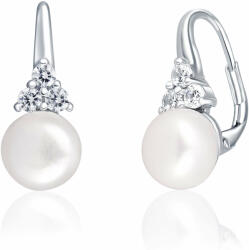 JwL Luxury Pearls Luxus ezüst fülbevalók valódi gyönggyel és cirkónium kövekkel JL0641