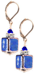 Lampglas Égszínkék női fülbevaló Triple Blue Lampglas gyönggyel ECU28 - vivantis