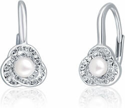 JwL Luxury Pearls Csillogó ezüst fülbevaló gyönggyel és cirkónium kővel JL0642 - vivantis