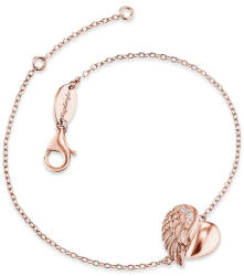 Engelsrufer Rózsaszín aranyozott ezüst szív karkötő angyal szárnnyal és cirkóniummal ERB-LILHW-R