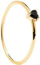 PDPAOLA Gyengéd aranyozott gyűrű szívvel Black Heart Gold AN01-224 56 mm