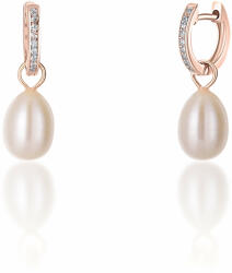 JwL Luxury Pearls Bronz karika fülbevalók a Kate hercegnő valódi gyöngy és cirkónium kövekkel 3 az 1- ben JL0687 - vivantis