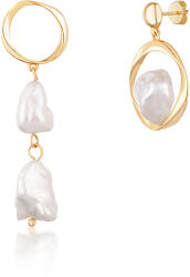 JwL Luxury Pearls Aszimmetrikus, aranyozott fülbevaló igazi barokk gyöngyökkel JL0723 - vivantis