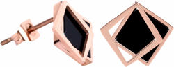 Troli Bronz kettős négyzet alakú fülbevaló- fekete - vivantis