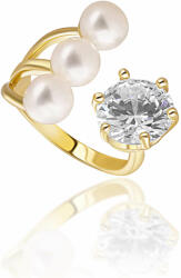 JwL Luxury Pearls Aranyozott gyűrű valódi gyöngyökkel és kristállyal JL0694 - vivantis
