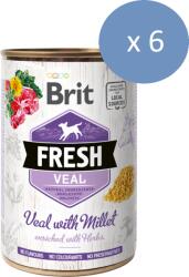Brit 6 x Conserva Brit Fresh cu Vitel si Mei, 400 g