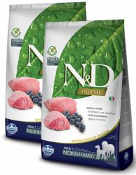 N&D Pachet 2 x N&D Grain Free Adult Medium si Maxi, Miel si Afine, 12 kg