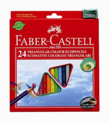 Faber-Castell Creioane Colorate Eco Faber-Castell Triunghiulare + Ascutitoare, 24 culori (FC120524)