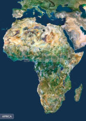 Stiefel Afrika panorámatérképe, Afrika a világűrből fóliázott, lécezett falitérkép 100x70 cm