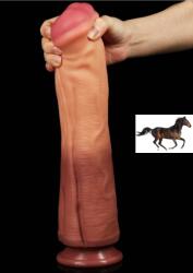 Lovetoy Nature Cock - 12" Dual-Layered Silicone Cock - Horse