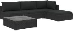 vidaXL Set mobilier cu perne, 5 piese, negru, poliratan 46784