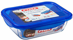 Pyrex Cook & Go téglalap alakú hőálló sütőtál és ételtároló műanyag fedővel 24x18 cm, 1, 7 liter - 275064 (203207)