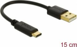 Delock 85354 USB-A apa - USB-C apa Adat és töltő kábel - Fekete (15cm) (85354)