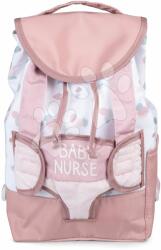 Smoby Babahordozó hátizsák Backpack Natur D'Amour Baby Nurse Smoby 42 cm játékbabának állítható vállpánttal és cumisüvegtartóval (SM220321W)