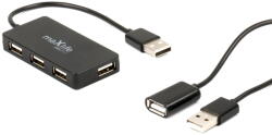  Adapter: MaxLife HUB - 4xUSB porttal + USB fekete kábel, 1, 5m