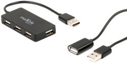 Maxlife HUB Adapter - 4xUSB porttal + USB fekete kábel, 1, 5m